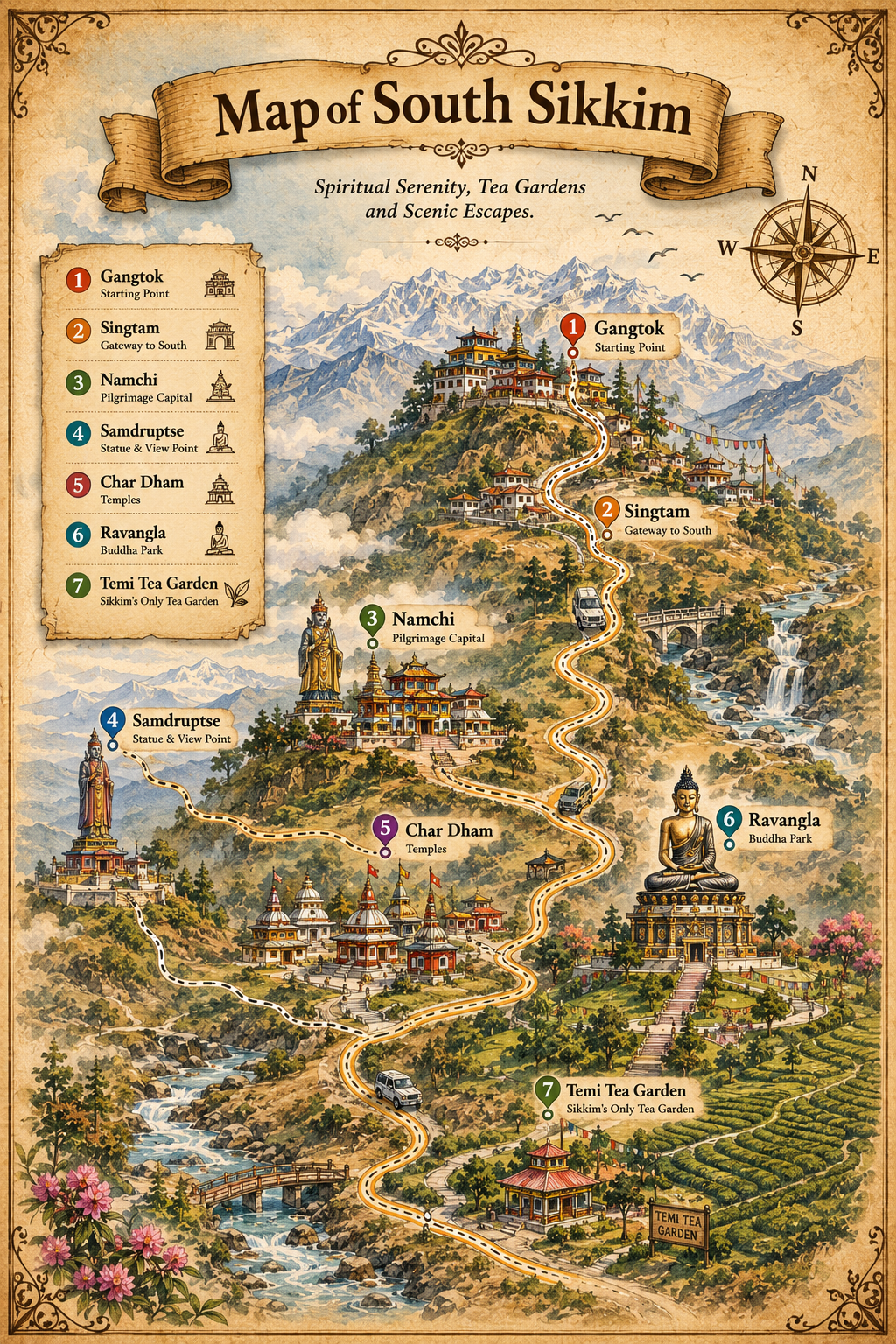 tour Destinations South Sikkim tour Map