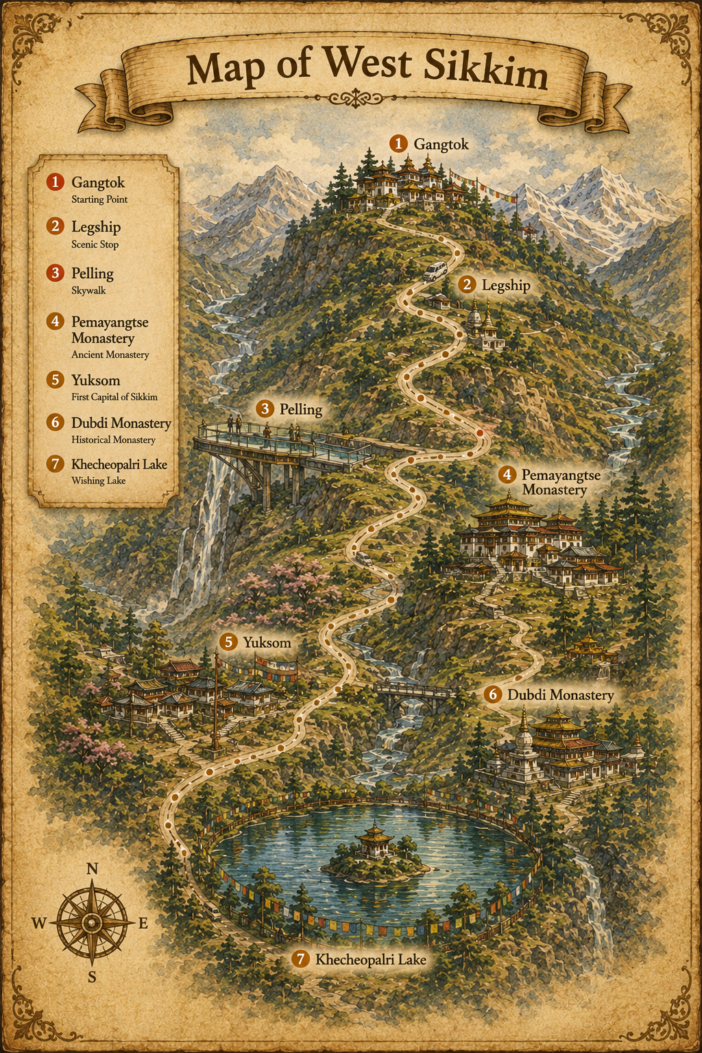 tour Destinations West Sikkim tour map